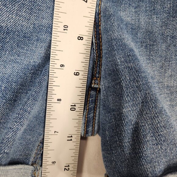 Old Navy Denim Cuffed Shorts Women's 8 Mid Rise Blue Button Fly Distressed - Picture 4 of 7